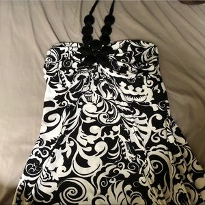 INC Black + White Halter Top